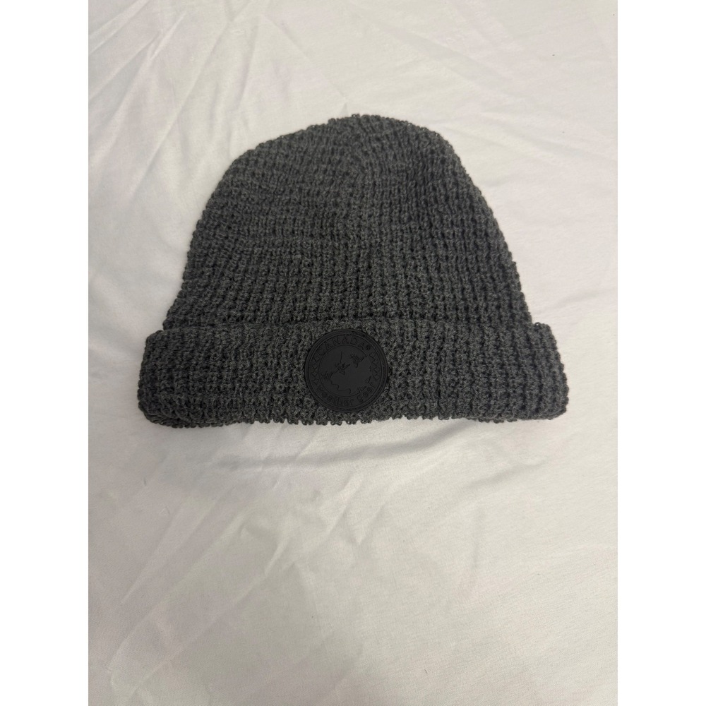 Canada Weather Gear Mens Charcoal Gray Knit Beanie Faux Fur Lined Winter Hat